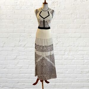 BCBGMAXAZRIA Runway "Natasha" Silk Dress – Cutout Open Back Baroque Print XXS